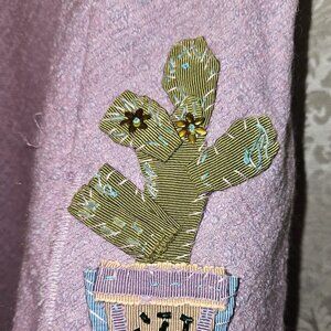 Moschino lilac boucle cotton/linen coat grosgrain ribbon, applique Italy M-L